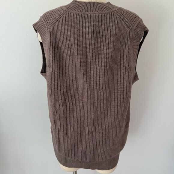Zara Brown Chunky Knit Oversized V-Neck Sweater Vest Size Small - Picture 6 of 9